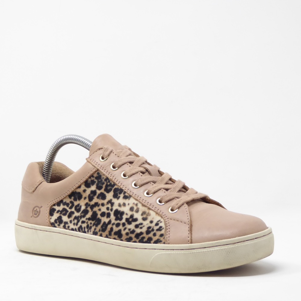 Born Sur Cheetah Print Leather Sneakers Women's Size 10M Pink Brown Lace Up - Picture 1 of 9